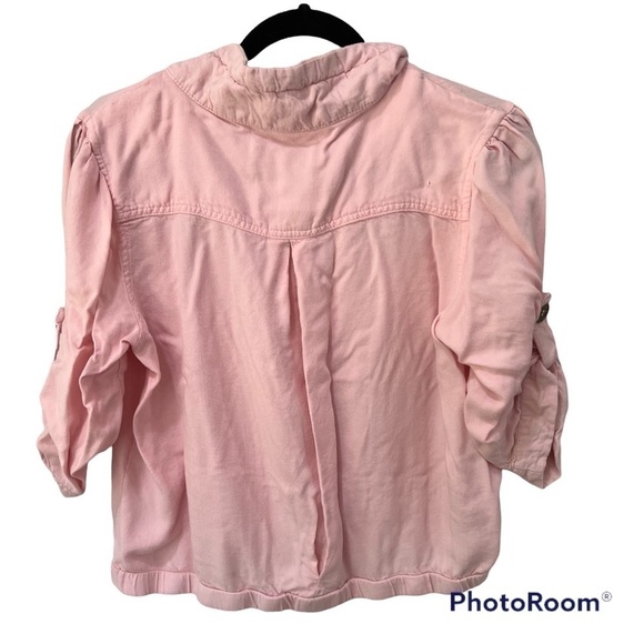 𝅺wet Seal pink crop jacket, zip up, elastic waistband, XL, button pockets - Picture 5 of 12